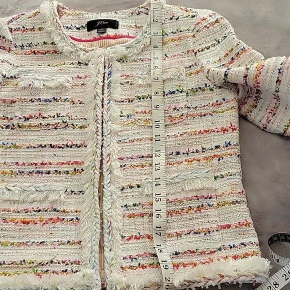 J. Crew Womens Long Sleeve Cropped Textured Tweed Blazer Sz 2p - Picture 10 of 12